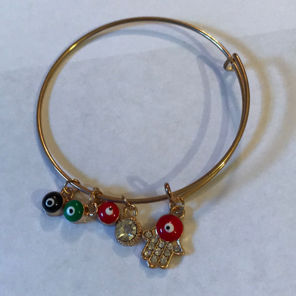 Evil eye charm bangle